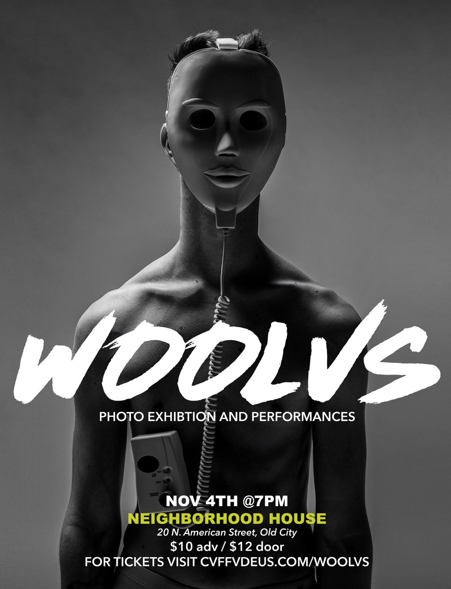 caffadeus's tweet photo. Tickets on sale now for #Woolvs exhibition and performances @CCHoodHouse, November 4. Visit https://t.co/BUOgK98QsR to get yours today! https://t.co/JOXsUhQcbG