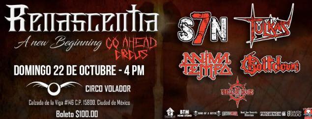 #ConciertosMéxico
<a href="/renascentiamx/">Renascentiamx</a> presenta <a href="/S7Nmusic/">S7N</a> <a href="/TulkasThrashMX/">TulkasThrashMX</a> <a href="/koltdown/">Koltdown</a> <a href="/animatempo/">Anima Tempo</a> y @nuclearchaosmx en #CDMX goo.gl/B2R7Du