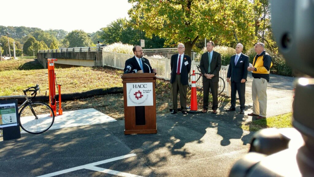 EricPapenfuse's tweet photo. Thrilled to help inaugurate the new Fixit Bicycle Station @HACC_info along the Greenbelt #cycling - special thanks to Bicycle South Central https://t.co/rXH50Mh1sc