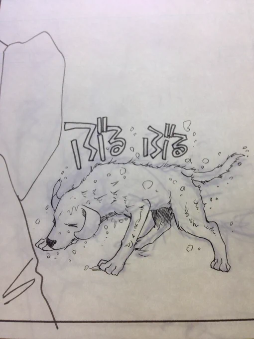 ペン入れ画からの背景入ってトーン貼った仕上げ画面。 