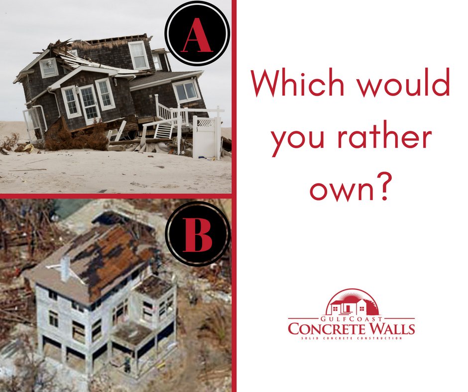 GulfCoastCW's tweet photo. Would you rather own house A or house B? 

Both of these homes experienced damage from Category 5 hurricanes. One must be completely demol https://t.co/7fpzPtKuBp
