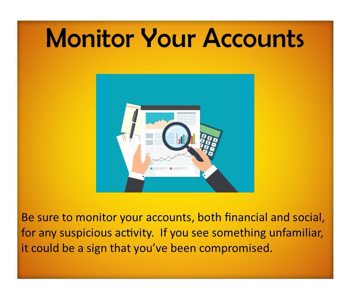 appinfosec's tweet image. Monitor Your Accounts #NCSAM