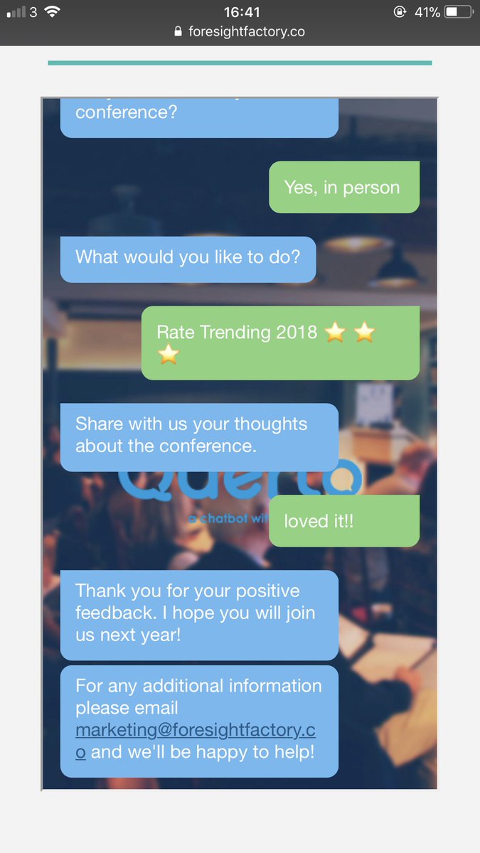 ForesightFact's tweet photo. Try our emotionally intelligent chatbot #Querlo on our website! https://t.co/rdDtHSZU9n
#TrendingFF18 https://t.co/g3QgQMDTZx