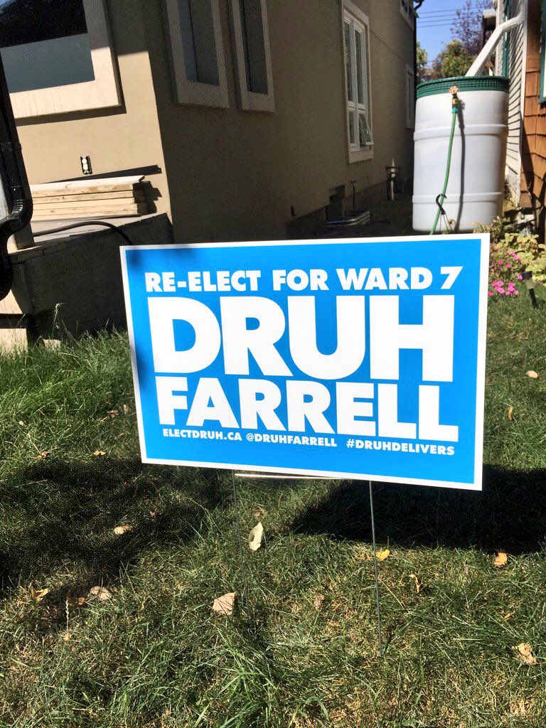Hey there! Have a Druh sign that has yet to be picked up? Shoot us an email: info@electdruh.ca with your address. #yycvote #ward7yyc #yyccc