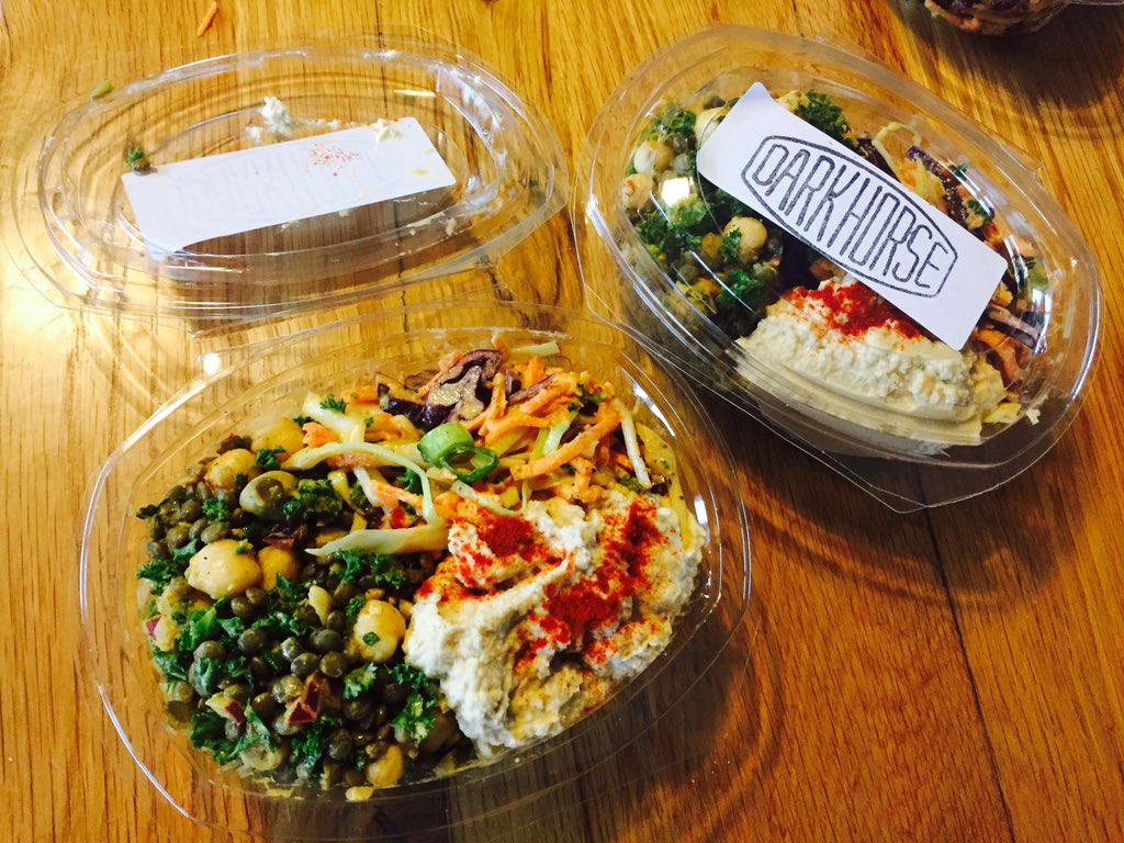 darkhorsepizza's tweet photo. Delicious Spiced Lentil Salad, Hummus &amp; Slaw dropped into #Locavore. 😊🐎🥗 #vegan #lunch #dinner #healthy #saladideas https://t.co/3qPsi6PXwR