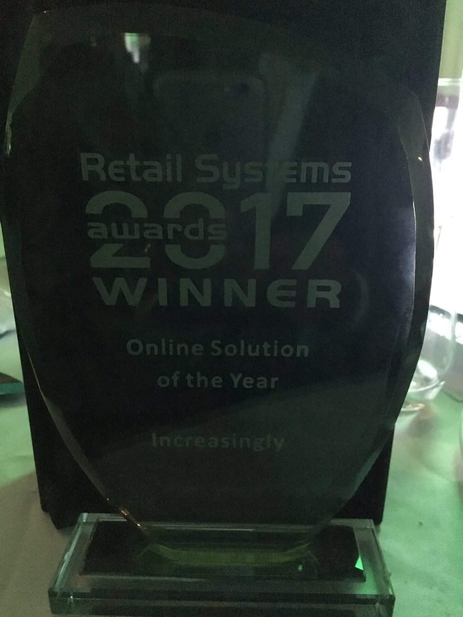 srisharma's tweet photo. @IncreasinglyHQ WINS🏆🏆🏆 Best Online Product of 2017 at the Retail Systems Awards. Thank you 🙏🏽 to all our amazing clients and partners !!! https://t.co/DHfSJI063N