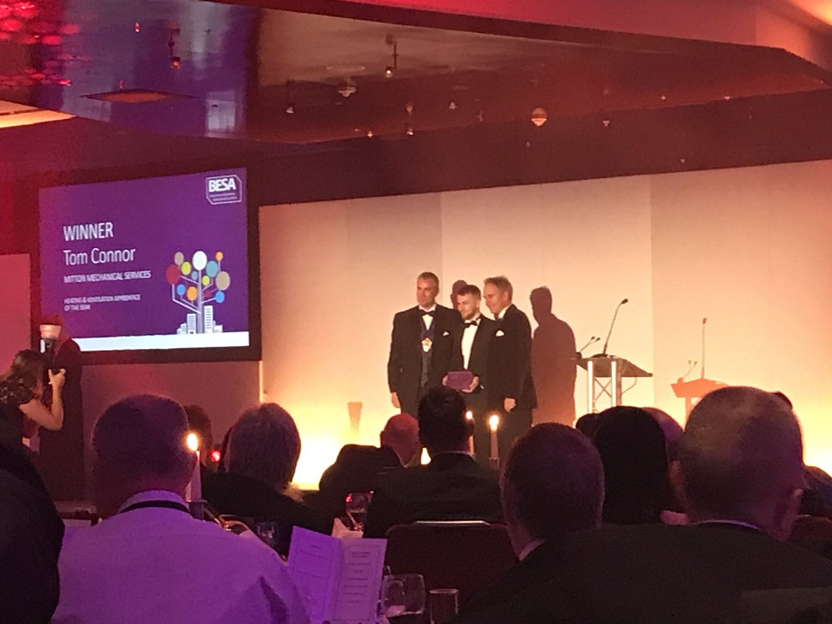 Well done Tom Connor! National heating &amp; ventilation apprentice of the year! That’s why we invest in the future #besa #future