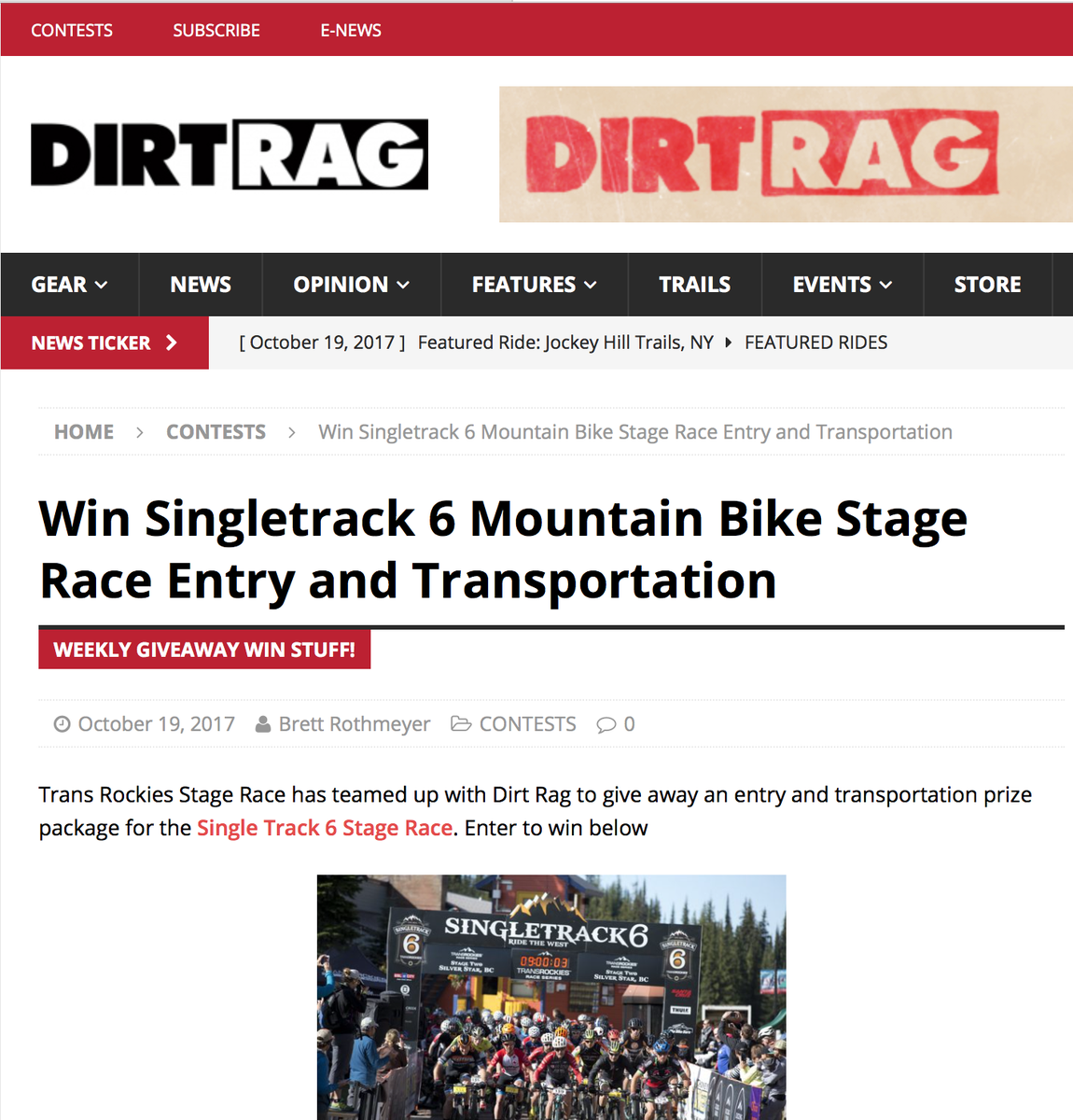 transrockies's tweet photo. We're partnering with @DirtRag on a US GIVEAWAY! Win a #ST6 race entry &amp; transportation! 

Wanna enter? Click here: https://t.co/aXxlsoqjZF https://t.co/F8W3goO51A