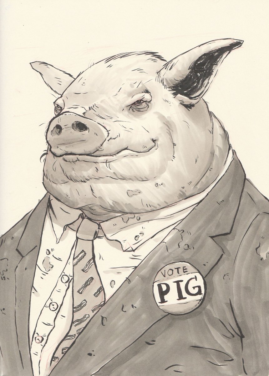 yiri_kus's tweet photo. #Inktober day 16: Fat #votepig #inktober2017 #pig #portrait #fat #inktober2017day16 #sketchbook #drawing #ink https://t.co/VKb8tGwAl6
