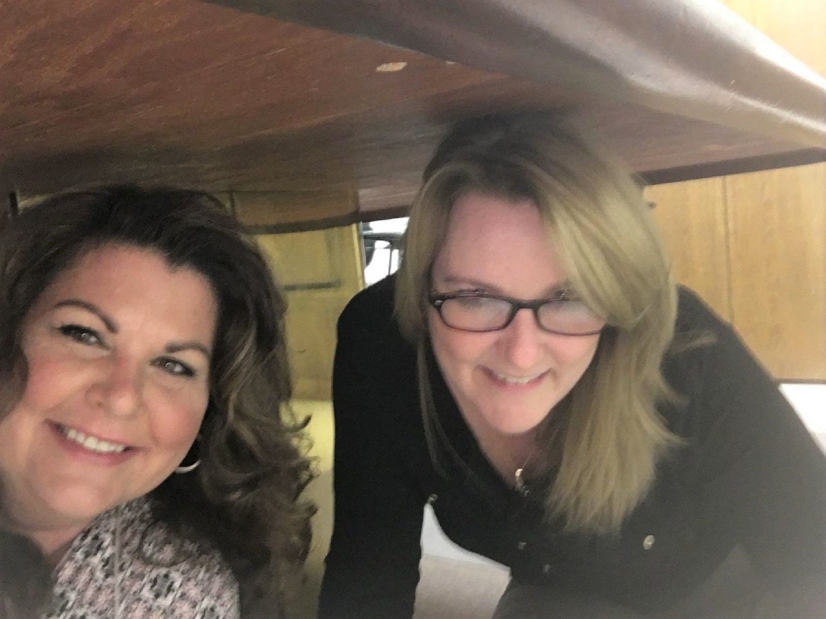CSC_Tulsa's tweet photo. CSC employees practicing "Drop. Cover. Hold on." during the #ShakeOut .@NewsOn6 #CSCTulsa #ItsWhatWeDo https://t.co/OhDhBiTzpG