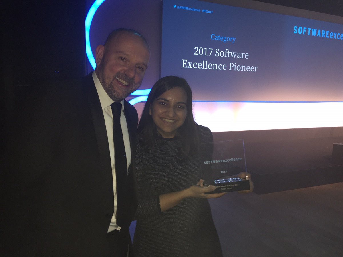 sageuk's tweet image. We are delighted to have won the #innovation of the year award for #Pegg, the first #accounting chatbot #PE17 🏆😆👌