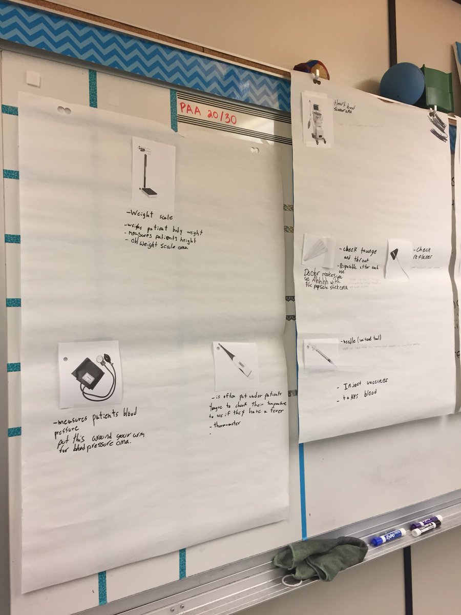 MissMFisher's tweet photo. LCS health science students working together to activate prior knowledge of common medical tools! #gallerywalk #LeaskL4L #healthscience20 https://t.co/3oV1coZBOD