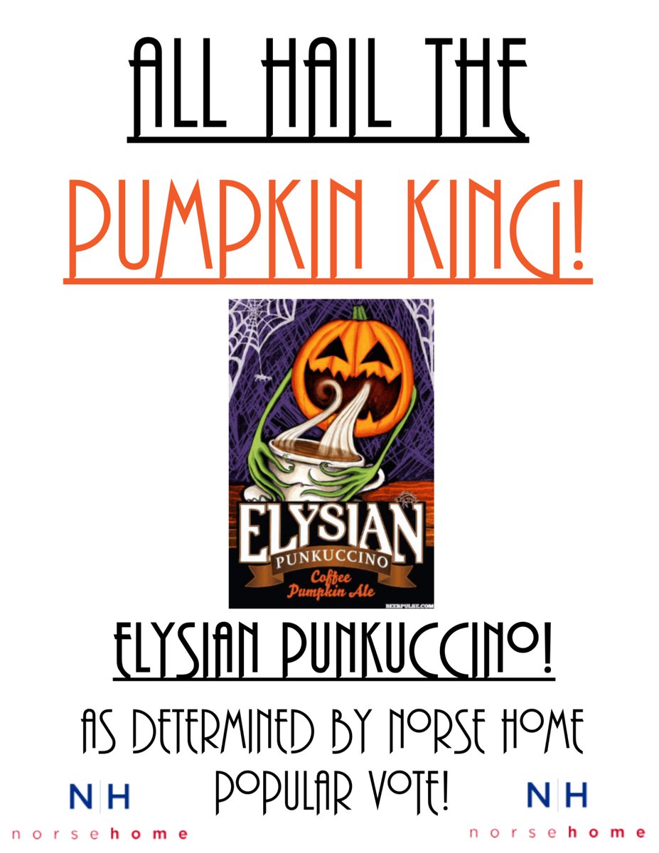 NorseHome's tweet photo. @ElysianBrewing is the @Norsehome pumpkin beer champion! The Punkoccino ran away with an easy victory! #trynewthings #lifelonglearning #beer https://t.co/1Sktn831nL