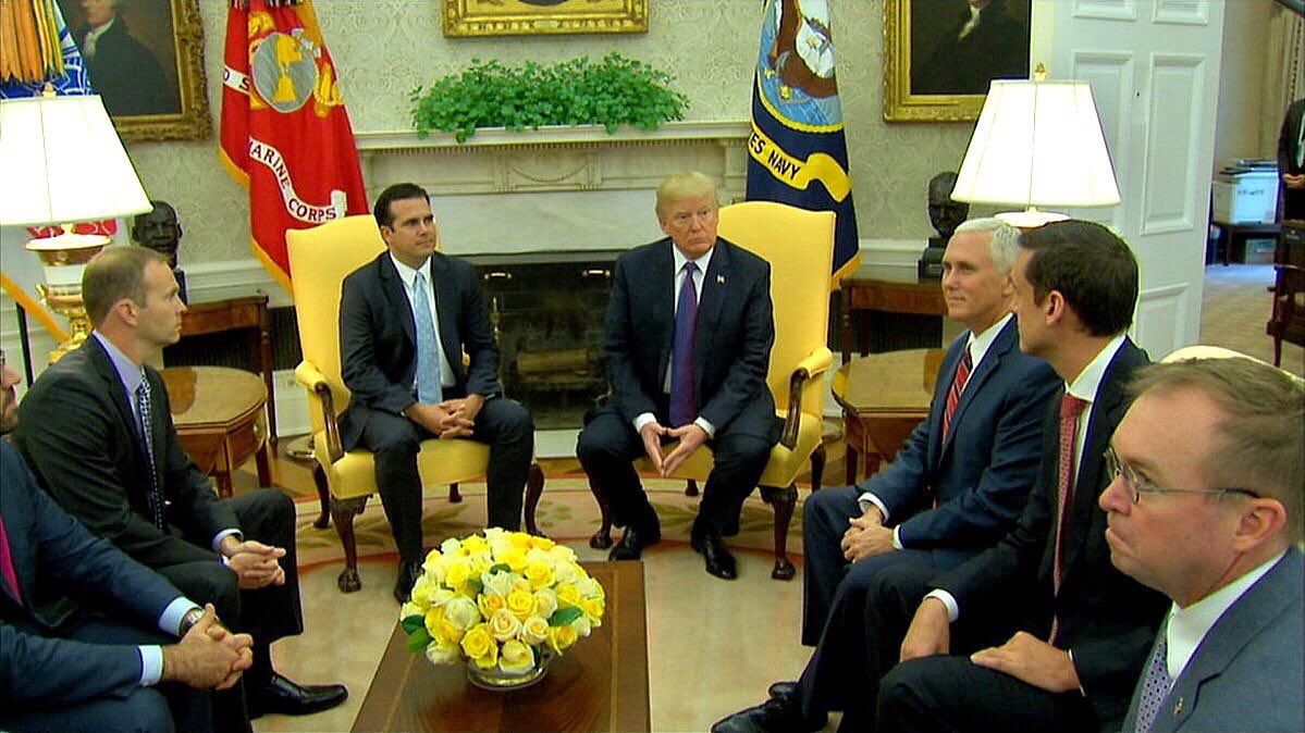 ricardorossello's tweet photo. Discussing with @realDonaldTrump and @WhiteHouse officials the need for additional assistance and equal treatment on recovery efforts. https://t.co/R0N4d8jwcN