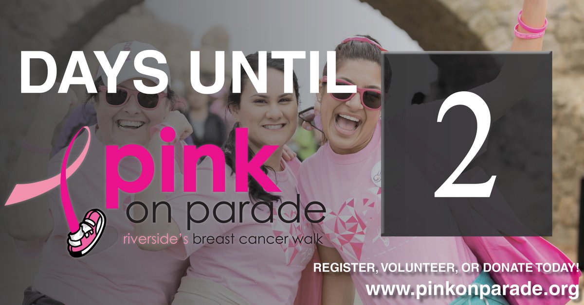 RivHealthFound's tweet photo. It's almost time for @pinkonparade, Riverside's breast cancer awareness walk. Today is the last day to register online, hurry and secure your spot today! See you Saturday, 10/21! #pinkonparade #5k #BreastCancerAwareness #rchf #teamrchf #riverside #ie #socal https://t.co/ZJ308Qgsec