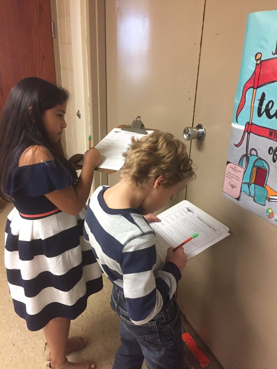 Partnered with #3rdGraders in  @WTRoom207 and @Szo_Long to go on a Weather Scavenger Hunt today! #WTShines 🌪🌥☔️