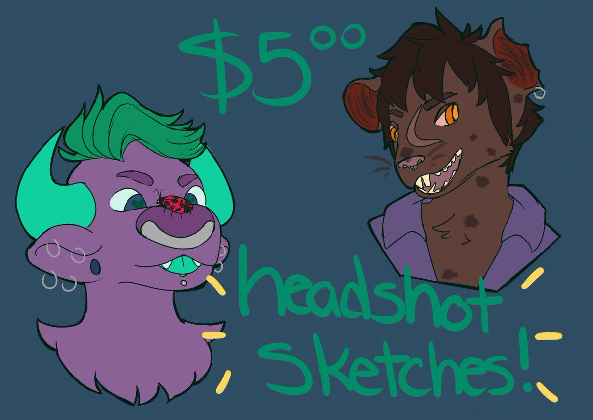 HEY idk if anyones gna be interested but i thought id offer some $5 headshots to be finished over the weekend, dm me if interested! rts = 💖