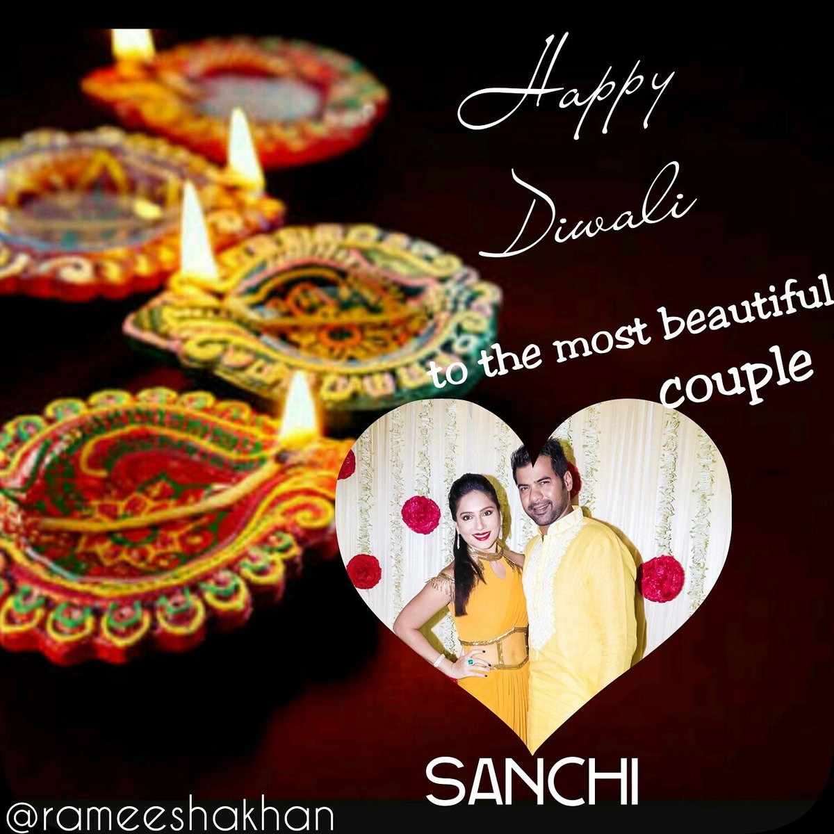 rameeshasritiki's tweet photo. HAPPY DIWALI TO U SANCHI❤❤ May U have THOUSANDS of DIWALI with ur beautiful family completed by #AAZI #IVAR ❤❤ With love from PAKISTAN❤❤ https://t.co/105UdwiZkI