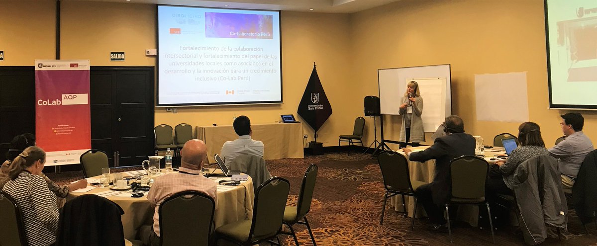 CoLabPeru's tweet photo. Stakeholders getting ready to support #CoLabAQP students and their solutions for #sustainabledevelopment @SFUBeedie @UCSP https://t.co/P7RXJCpcxv