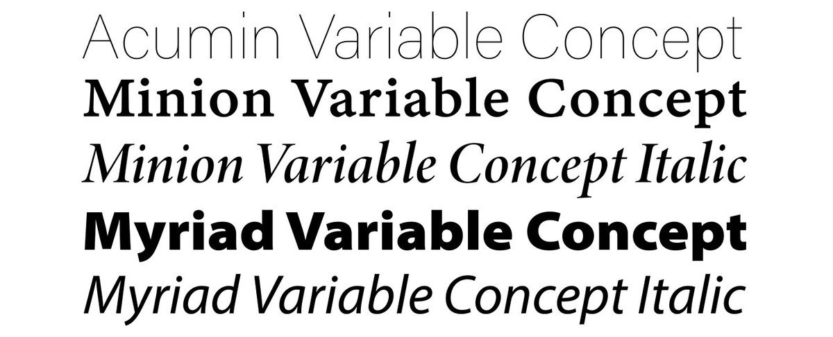 AdobeType's tweet photo. We've added new #variablefonts to the latest releases of @Illustrator and @Photoshop — here's what you'll see! https://t.co/CfgSdq0g7f https://t.co/O92nAGtots