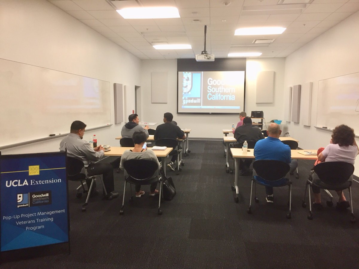 UCLA_CPCE's tweet photo. A peek into our pop-up program for #veterans. This #free training was possible due to @GoodwillSoCal. We are all about #partnerships! https://t.co/dusvkmBsIc