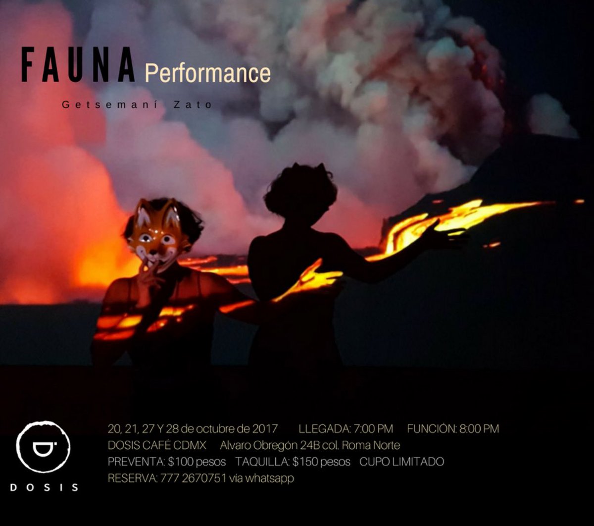 DosisCafe's tweet photo. Mañana viernes 21 de octubre tendremos FAUNA Performance en nuestro foro. Ven por tus boletos. https://t.co/BfWGyLuyZh