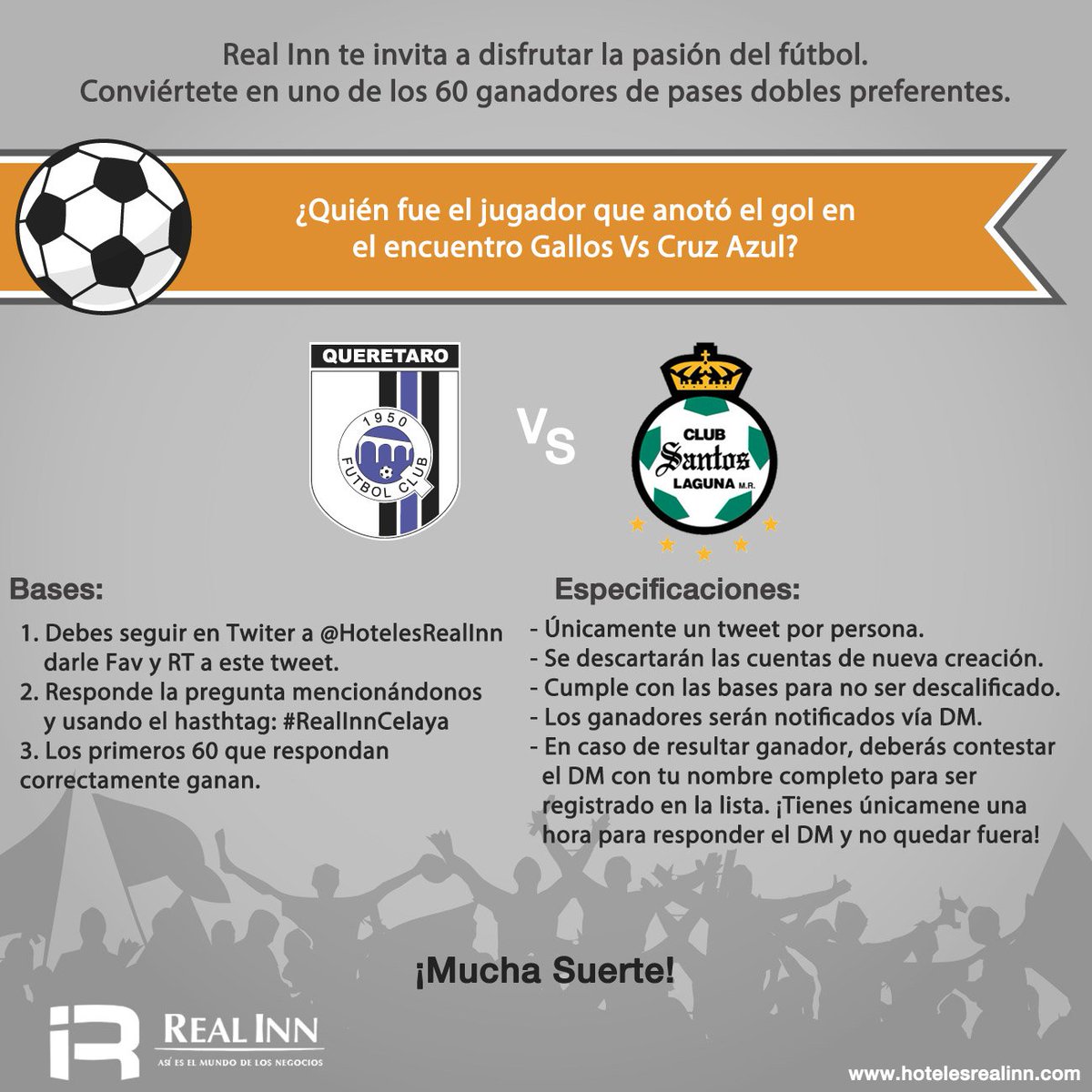 hotelesrealinn's tweet photo. Aquí la dinámica para @Club_Queretaro vs @ClubSantos Tendrás que usar el hashtag #RealInnCelaya. Te invitamos a cumplir todas las reglas. https://t.co/SG17Y8cNaI