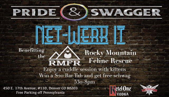 RMFR_Colorado's tweet photo. Come hang out with us! #RMFR #cats #catsofdenver #adoptme #foreverhome #catsoftwitter #denver #lgbt #fundraiser #kittens #swagbag https://t.co/OJkjPZxg69