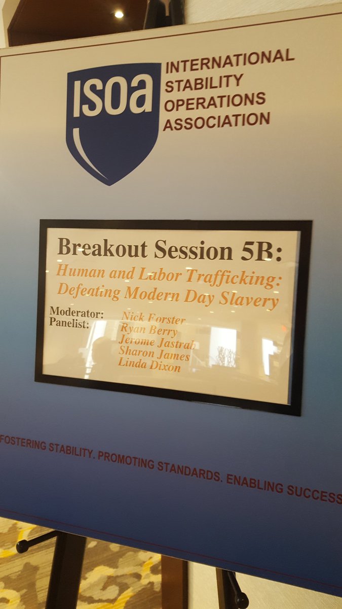 FSIWorldwide's tweet photo. Discussing #labortrafficking on #USG contracts next at the @StabilityOps #ISOA2017 summit @chaintegrity #ctip https://t.co/CzFMHpDe0Z