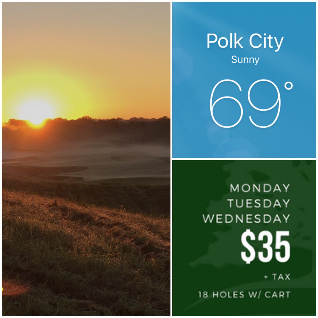 Take full advantage of the nice weather, beautiful course conditions and great weekday fall special! $35+tax M-W!