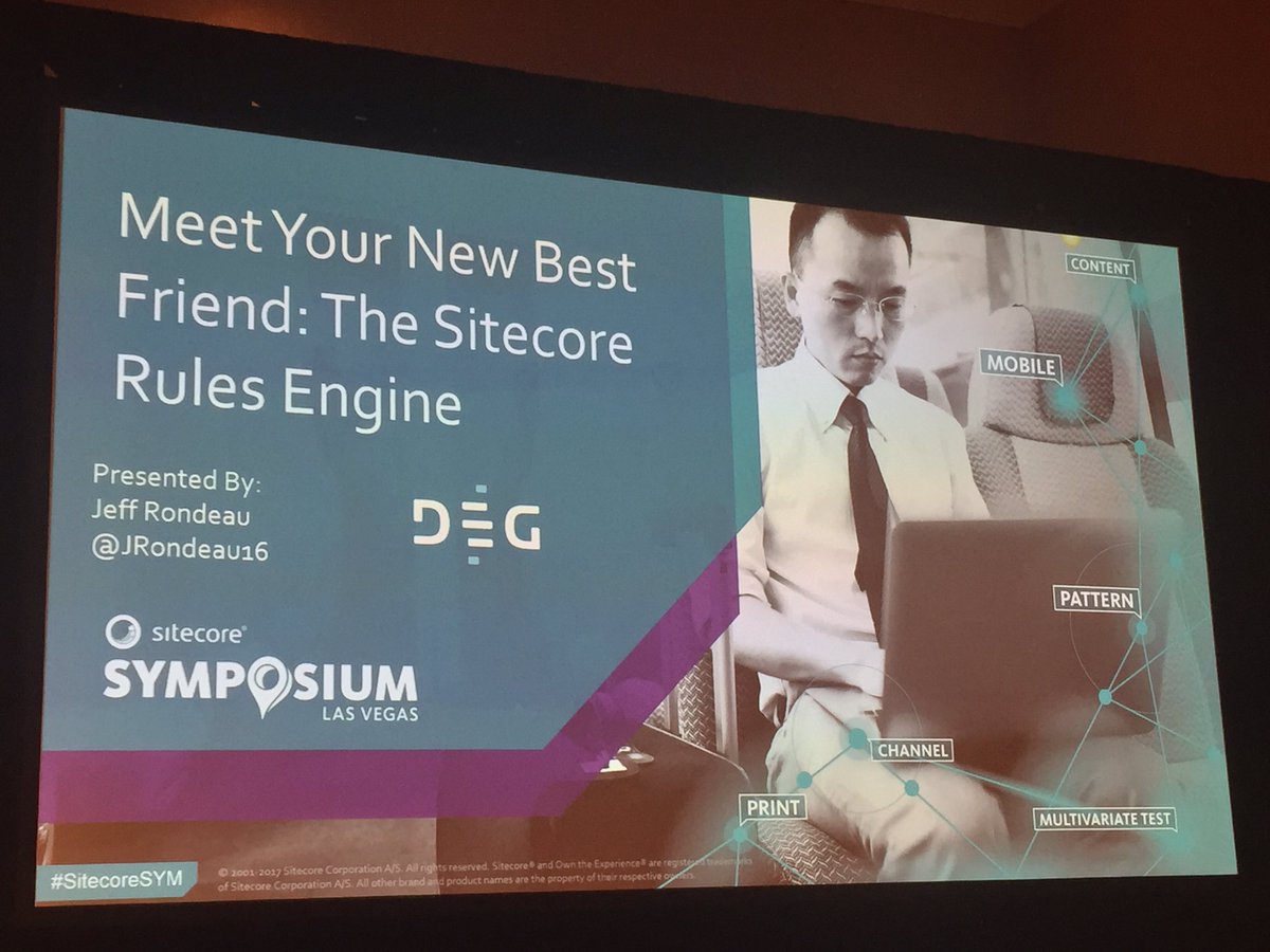 _shriroop_'s tweet photo. Gearing up for meeting my new best friend : The #Sitecore Rules Engine by @JRondeau16 at #SitecoreSym 's last tech session https://t.co/ug4EFn42zq