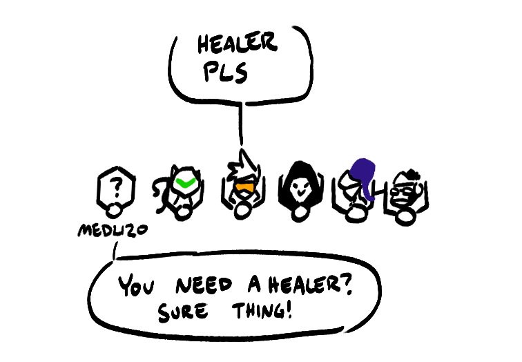 Nowadays I just stick to instalocking Torb. Healing in Overwatch always feels like pulling teeth. 