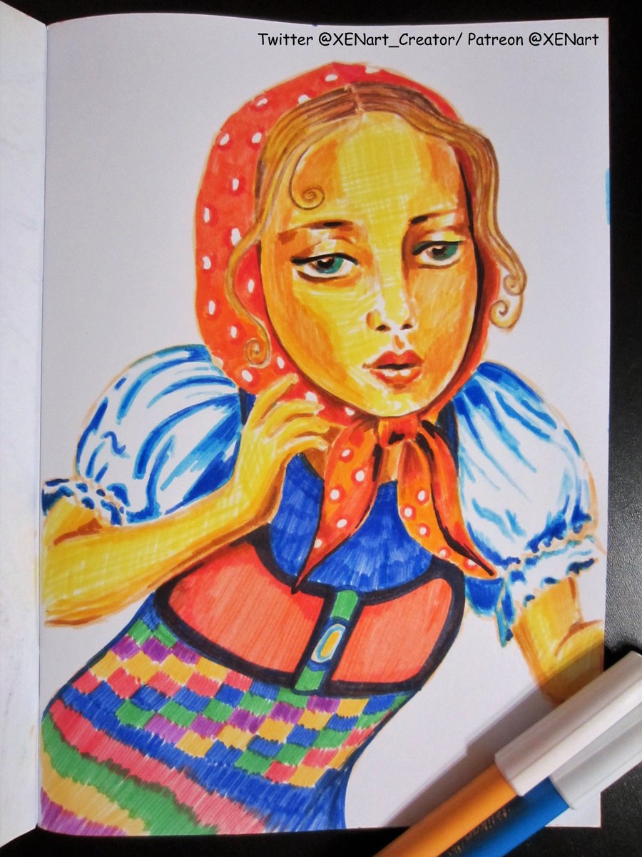 XENart_Creator's tweet photo. My new illustration "Alionka" done with feltpens; #Filzstifte #feltpens #pen #alionushka #Märchen #fairytale #girl #illustration #сказка https://t.co/Uc2XIX3TJB
