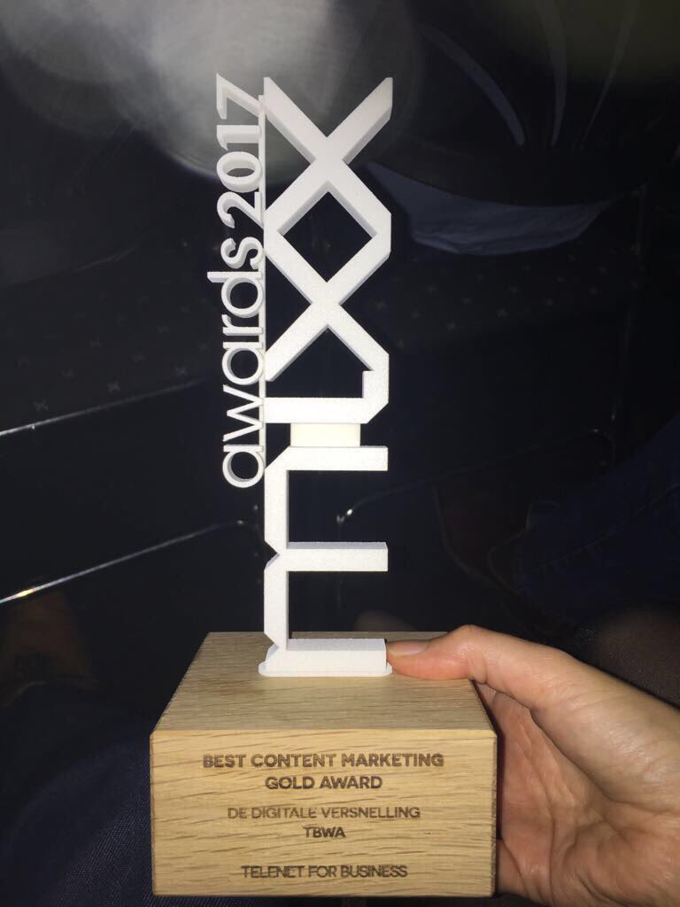 Paertgeerts's tweet photo. We wonnen met #digitaleversnelling van Telenet Business zonet goud 🥇 best content marketing. #mixxawards #proud #myveryfirst https://t.co/njCUQVBU8V