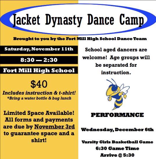 FMHSDanceTeam's tweet photo. Register for Jacket Dynasty Dance Camp NOW! https://t.co/58TRCYv3sa