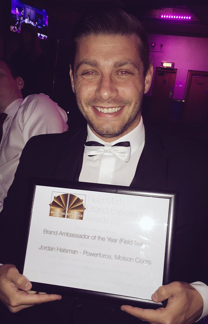 PowerforceMCNSM's tweet photo. We are incredibly proud of Jordan Halsman for achieving Bronze @FMBEAwards Brand Ambassador of the year for @MolsonCoors @PowerforceGB https://t.co/FOXIG6k8Im