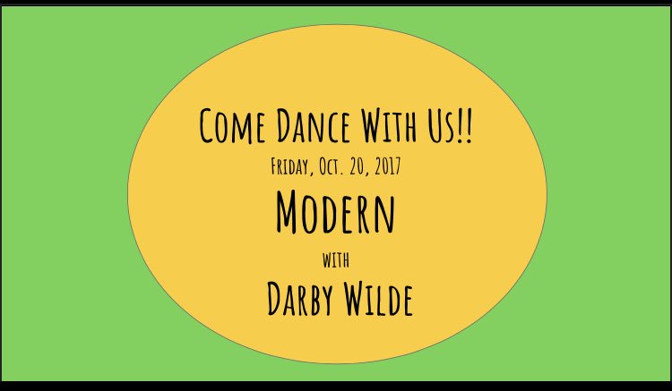 Come dance with us and ISU dance faculty, Darby Wilde! Hope to see you there!
