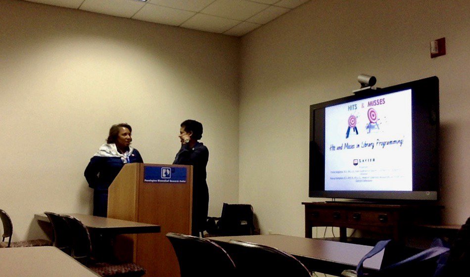 BRlibrarian's tweet photo. Getting ready for "Hits and Misses in Library Programming!" Room 327 #louisuc17 https://t.co/dxOfKYcJrb