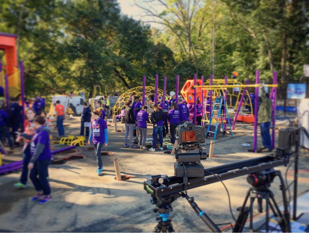 OliverCoward's tweet photo. Great day filming KaBoom's 3000th playground. #playmatters #c300mkii #movingtimelapse #timelapse https://t.co/tYm2vwBMoE https://t.co/xszEHNPKrq
