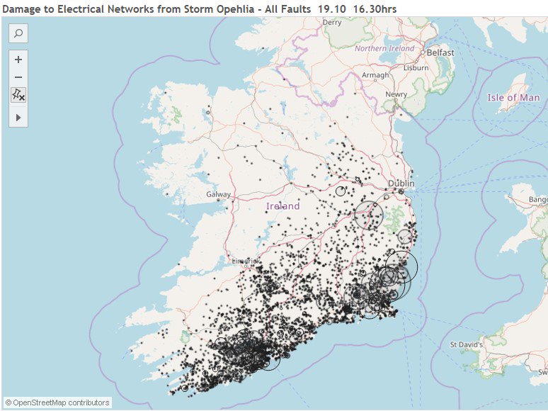 We have restored power to 322k homes,farms &amp; businesses. This map illustrates the ​63k  that we are continuing to  working to repair.