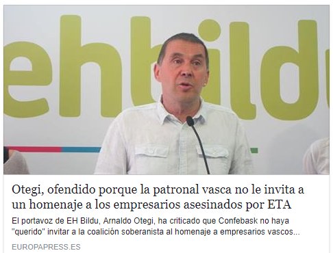 CCivicaCatalana's tweet photo. Un miembro de una banda que asesinaba a empresarios, indignado por no ser invitado a un homenaje a los empresarios asesinados. Sin vergüenza https://t.co/rrP6dt249X