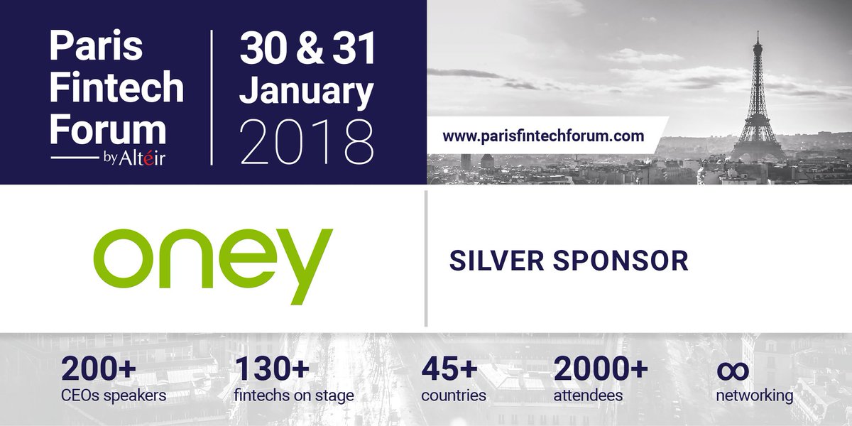 ParisFinForum's tweet photo. T H A N K Y O U @OneyFrance to be our partner for #PFF18!🤝 #cantwait #digital #Fintech Register ➡️ https://t.co/FQDi2hfe8J 📆30-31/01/18 https://t.co/qT4jI38lCC