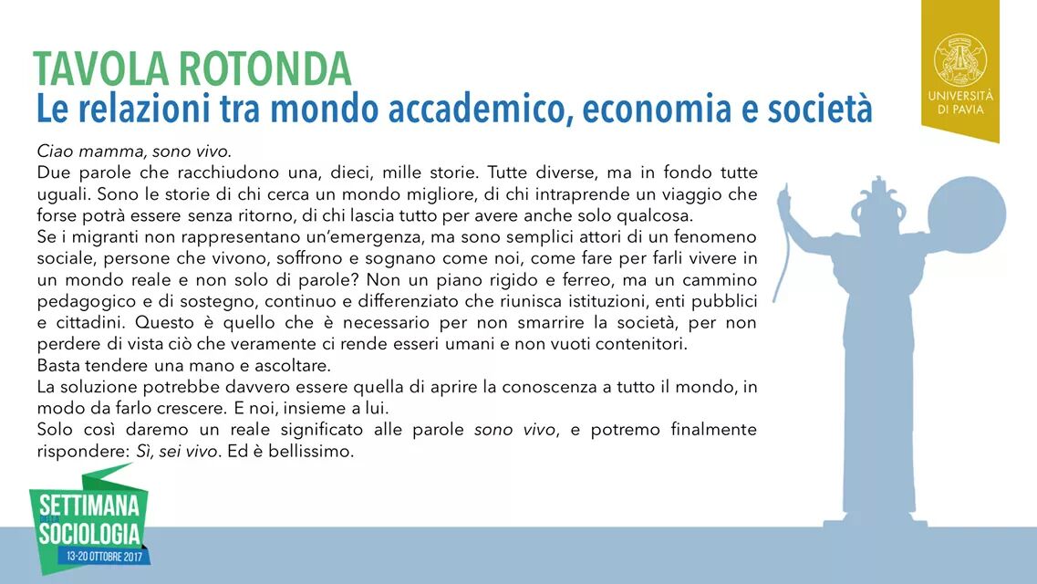 WeekSoc2017_PV's tweet photo. Il nostro racconto del primo evento. @WeekSoc2017 #WeekSoc2017 #PaviaSoc2017 https://t.co/ZqfKiNtRWG