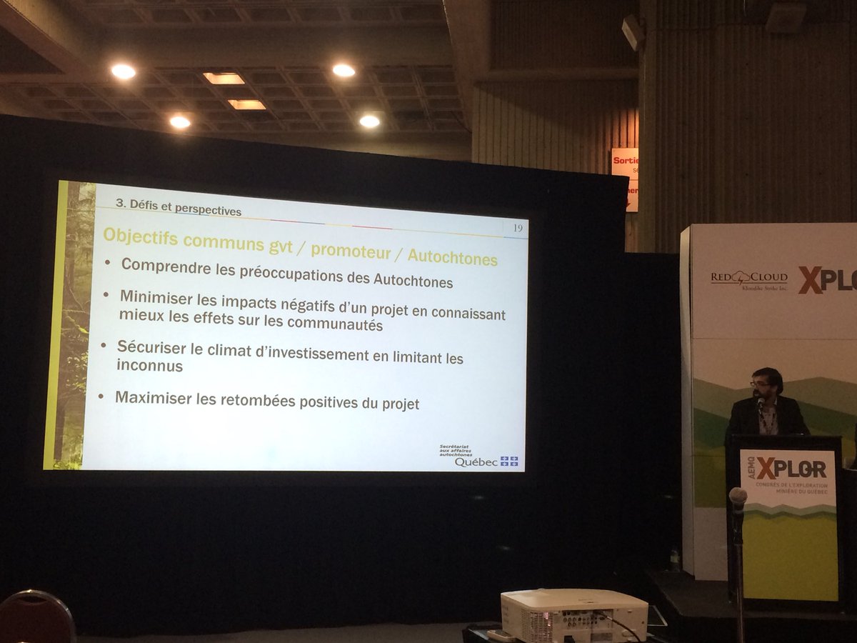 AEMQ_'s tweet photo. Territoire cri: exploration minérale et accessibilité par Youced Larbi de Cree Mineral Exploration Board. #Xplor2017 https://t.co/er5DmDCQh1