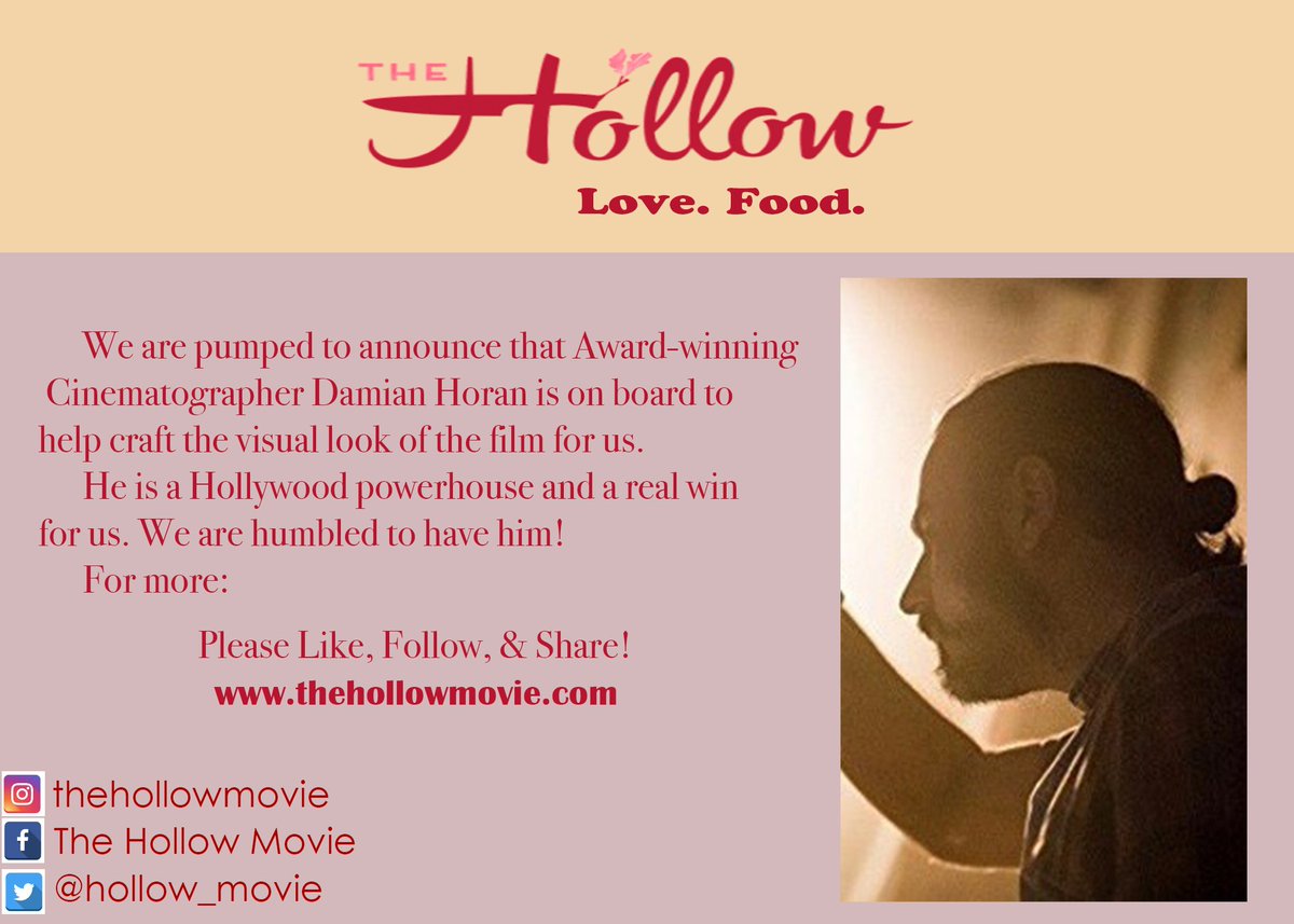 hollow_movie's tweet photo. We got Award-winning Cinematographer Damian Horan. Let's shoot! https://t.co/rzWamw7jyj