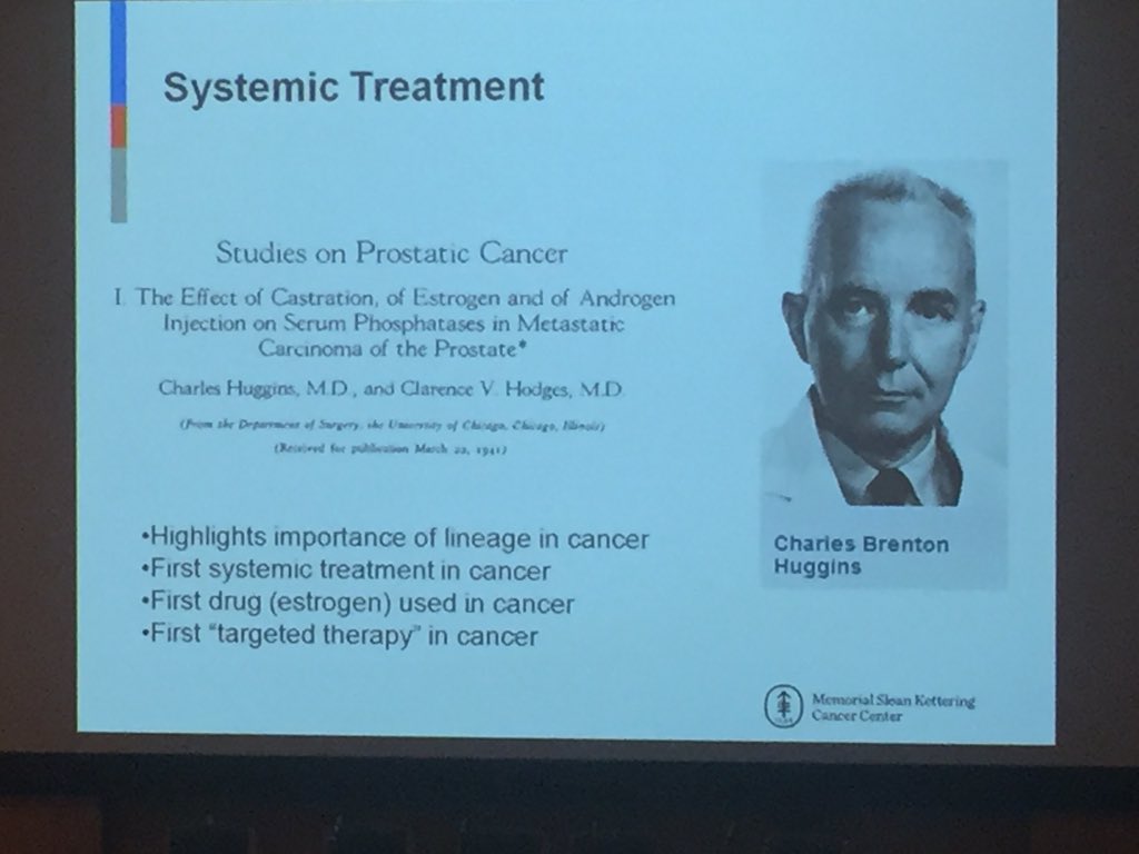 rovingatuscap's tweet photo. Yu Chen @sloan_kettering #MSKAlumni highlights work of 1966 @NobelPrize winner Charles Brenton Higgins on androgen-deprivation therapy https://t.co/lHAEhL1T6y