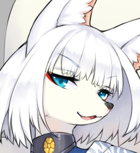 kaga (azur lane) 1girl animal ears solo white hair fox ears blue eyes furry  illustration images