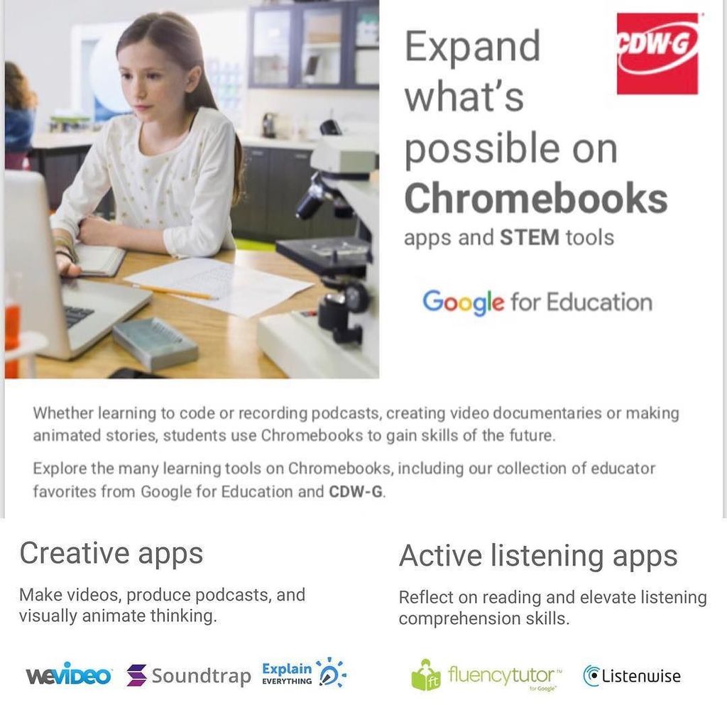 DocKatniss's tweet photo. Check out w @cdwcorp has for Chromebooks & expand the possibilities! #edtechleads #cdwg #google #chromebooks https://t.co/ITgrJzbXaS https://t.co/GwAvCTt5jE