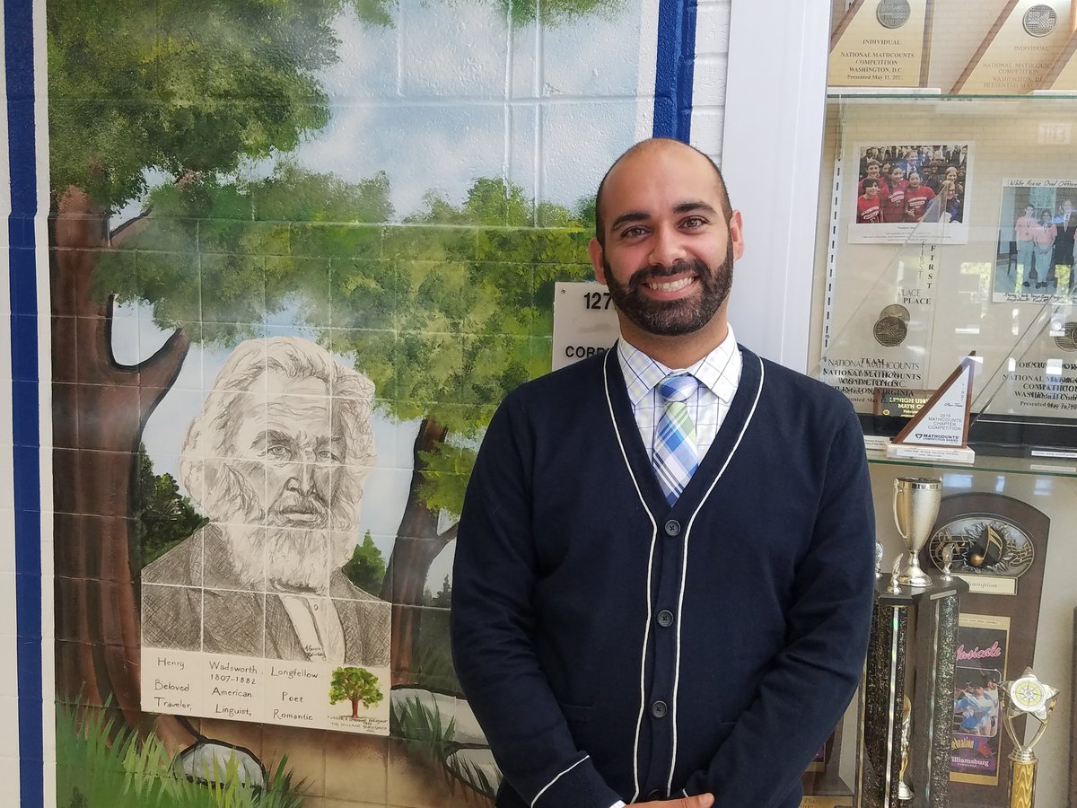 LongfellowFCPS's tweet photo. If you haven't already had a chance, don't forget to say hello to our new AP, Mr. Sami! #lancerpride https://t.co/bQjm5YZx6M