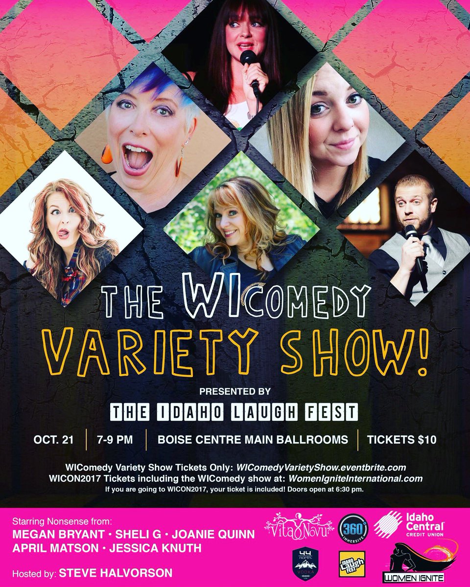 sheliGinspires's tweet photo. Saturday! Oct 21 #boise #boisecomedy #womenincomedy #varietyshow #standupcomedy $10 Tix at door 6:30 doors, 7:00 showtime. #comedy https://t.co/pMb05KbHS9